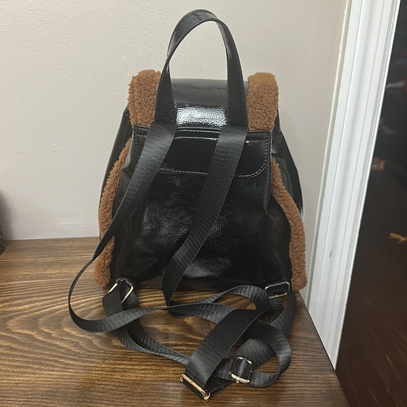 Skinny Dip Black Patent Sherpa Backpack - Picture 4 of 5